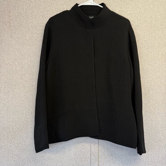 Eileen Fisher Elegant Silk Blend Crepe Black Women's Jacket Size Large - Picture 3 of 5